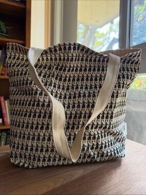 Canvas Black & Cream Hula Girl Patterned Tote Bag from Hawaii - SoHa Living
